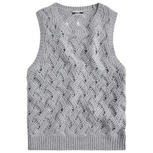 J Crew Heather Ash Cashmere Pointelle Shell